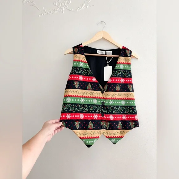 Vintage Christmas Striped Vest - Picture 2 of 4